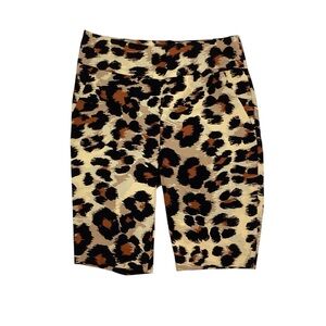 NY&Co Leopard Print Pull-On Bermuda Shorts Tan Black Size M